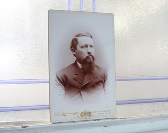 Antique Cabinet Card Photograph Victorian Man with a Beard