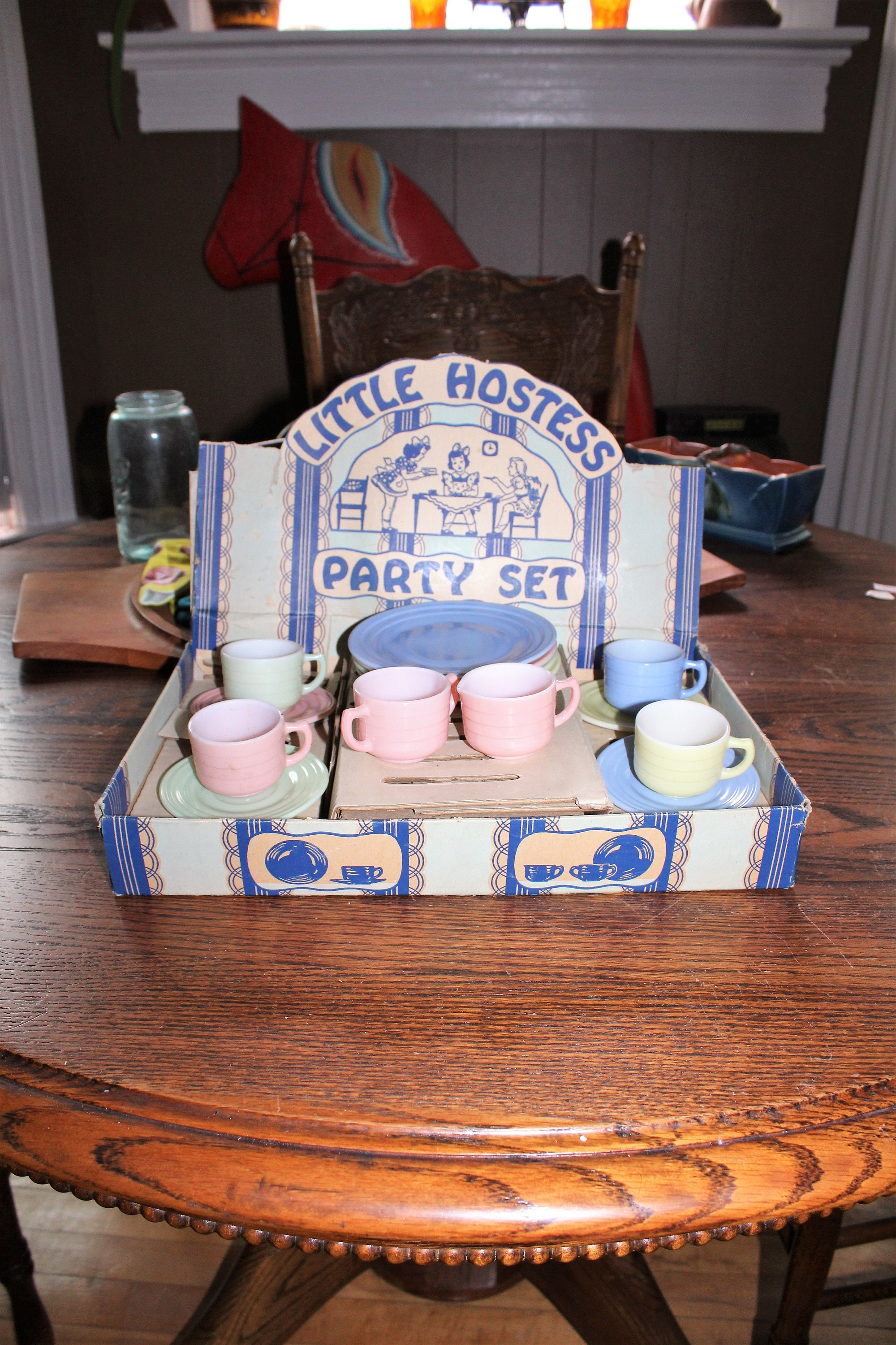 Little Hostess Party Set Vintage Toy Dishes Moderntone Platonite 1950s