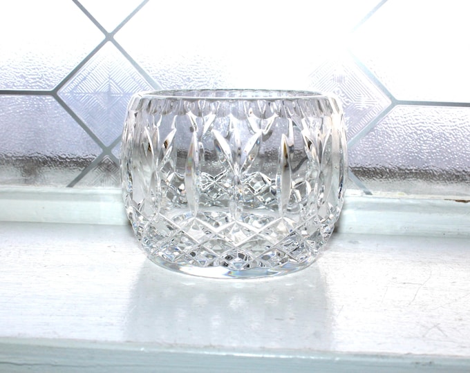Vintage Clear Cut Lead Crystal Rose Bowl Vase