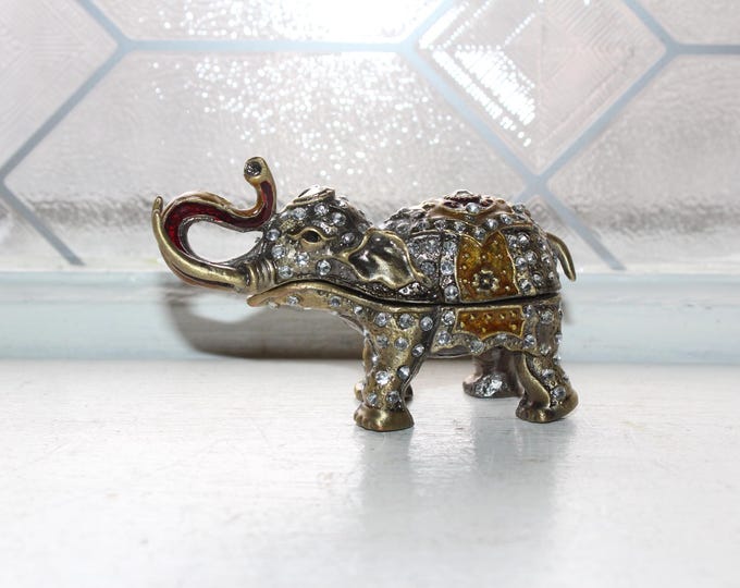 Gorgeous Figural Elephant Trinket Box with Rhinestones
