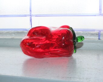 Vintage Murano Glass Large Red Pepper Vegetable Handblown