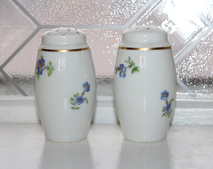 Vintage Heinrich Germany Porcelain Violets Salt and Pepper Shakers