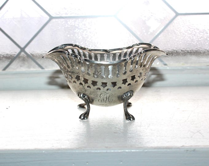 Antique Towle Sterling Silver Pierced Footed Nut Candy Dish