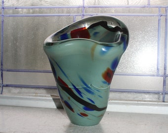 Vintage Art Glass Double Wall Bubble Bowl Birds Nest