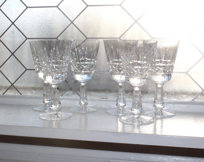 6 Vintage Waterford Crystal Kylemore Claret Wine Glasses