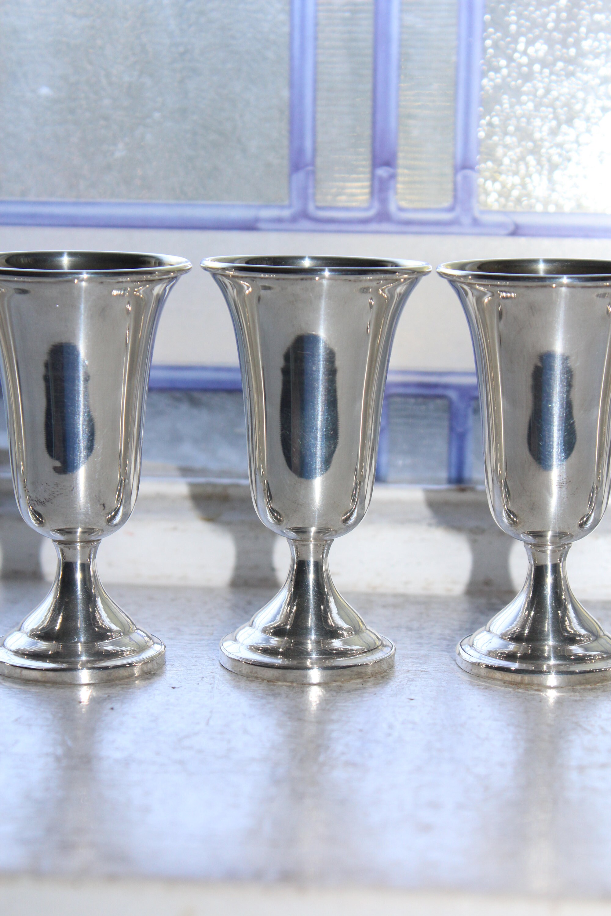 6 Sterling Silver Cordial Glasses Vintage National Silver Co