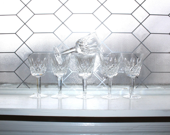 6 Waterford Crystal Lismore Claret Wine Glasses