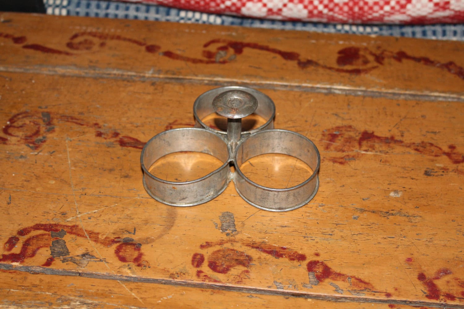 Antique Tin Biscuit Cutter Triple Cookie Cutter