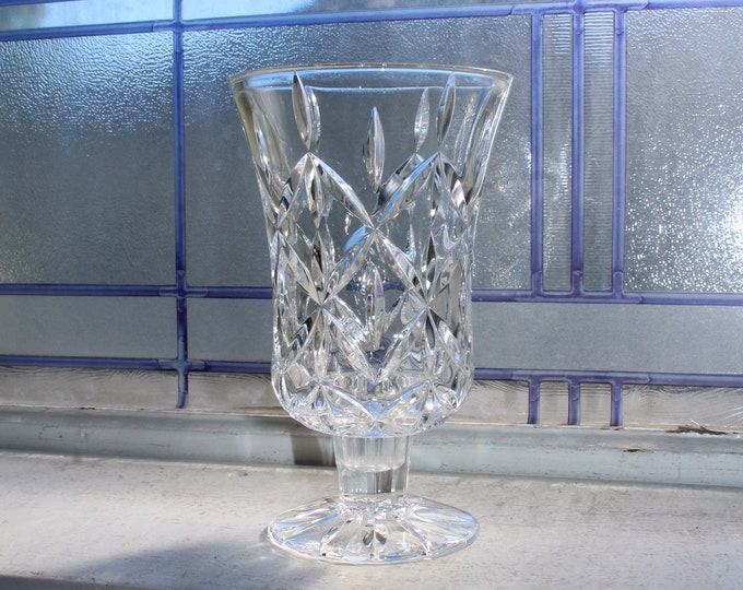 Heavy Vintage Crystal Candle Holder Vase