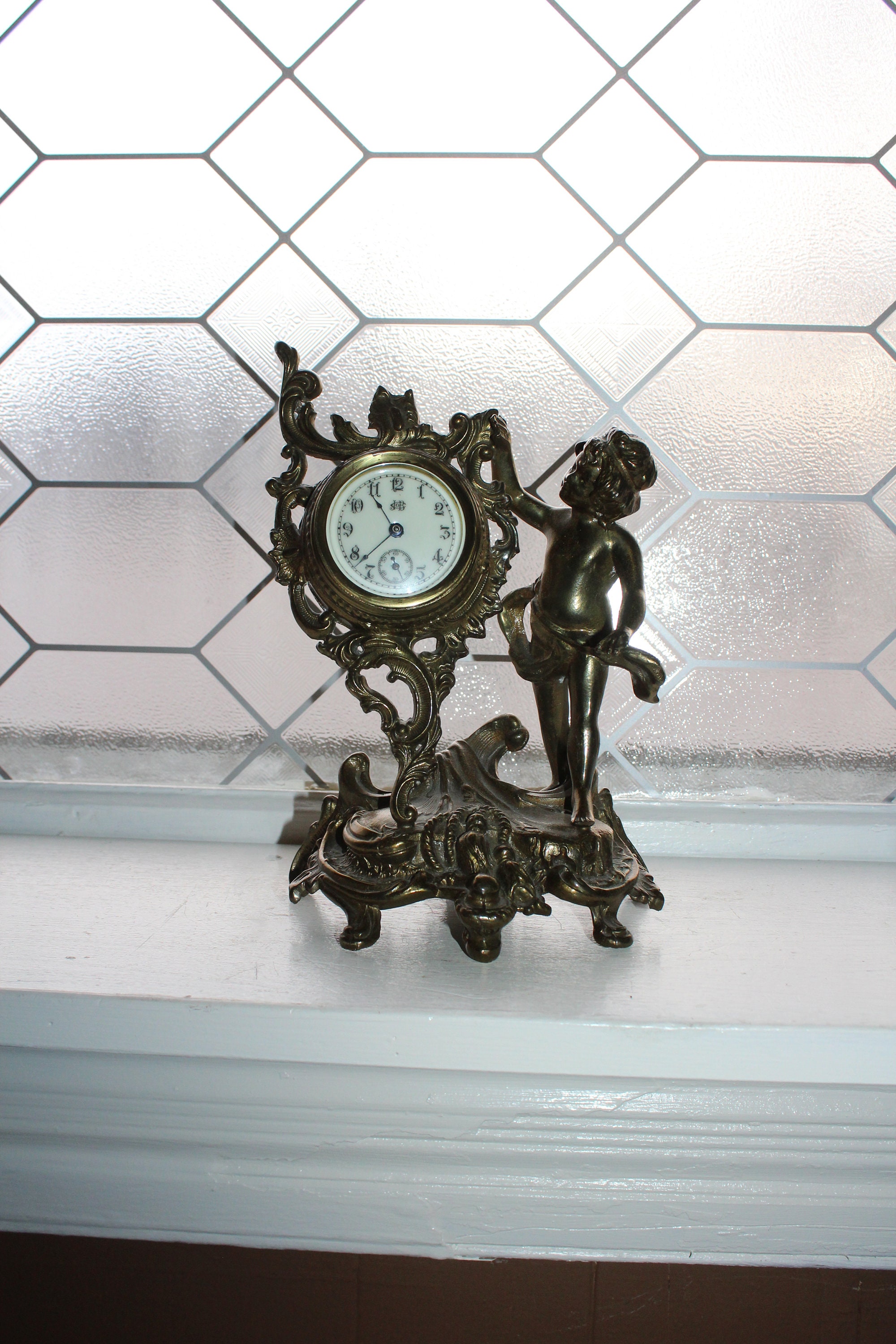 Antique Figural Cherub Mantel Clock Jennings Brothers Circa 1894