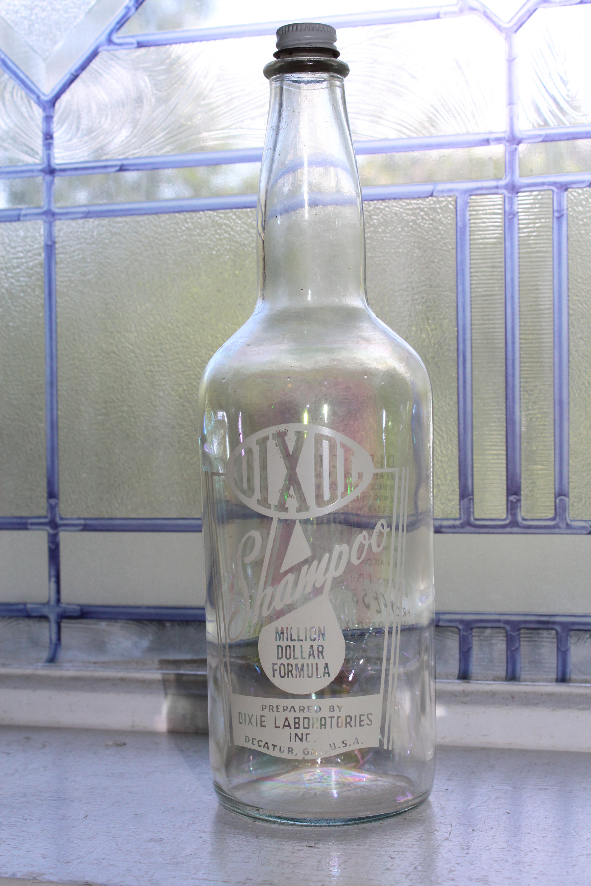 Vintage Dixol Shampoo Glass Bottle 1940s Bathroom Decor Hair Salon