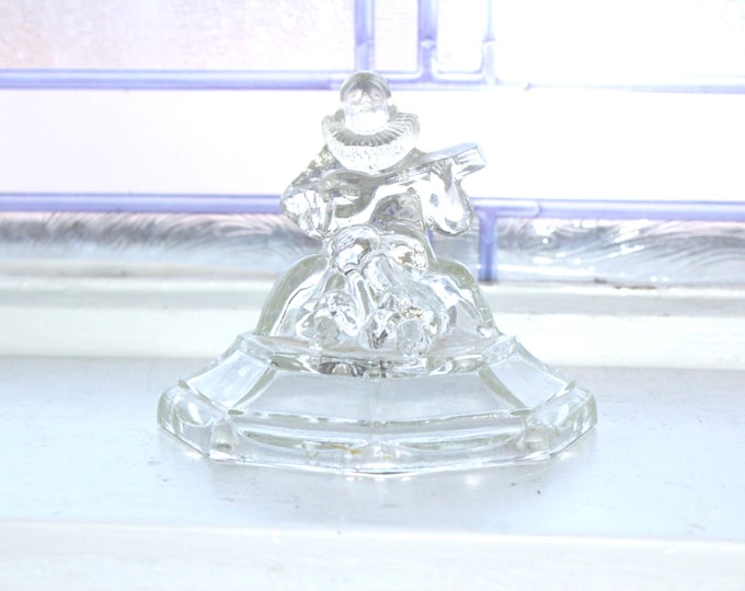 Vintage Glass Harlequin Clown Figurine