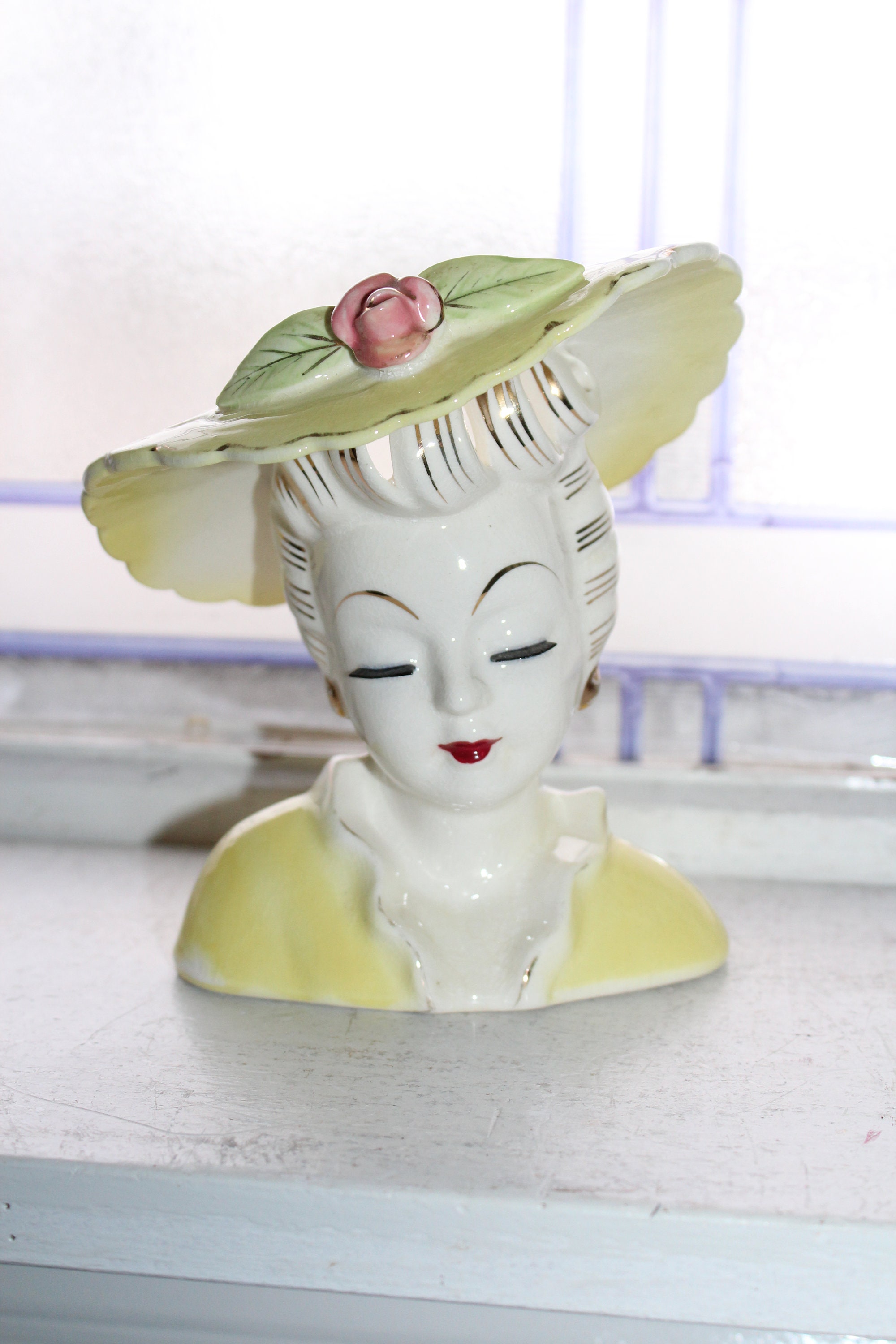 Vintage Lady Head Vase 1950s