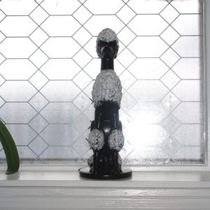 Large Royal Haeger Pottery Mid Century Poodle Statue Black & White