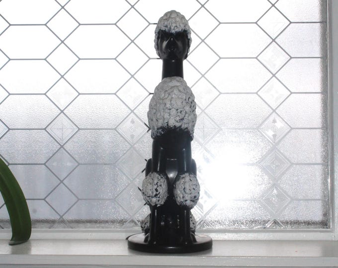 Large Royal Haeger Pottery Mid Century Poodle Statue Black & White 601-H