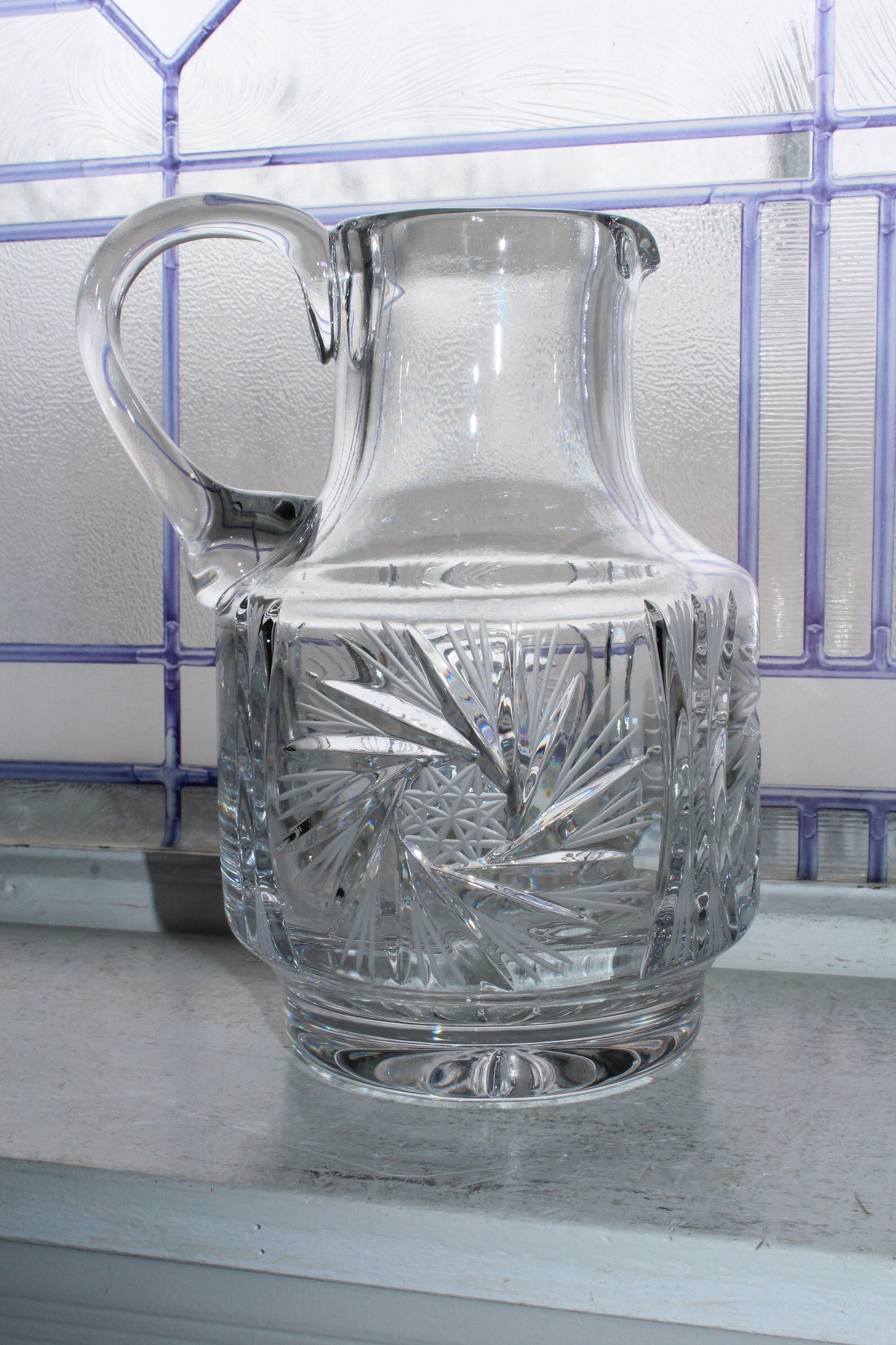 Elegant Cut Crystal Pitcher Vintage Tableware - Etsy