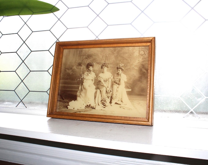 Antique Photo On Glass Cryder Triplets Gilded Age Edwardian High Society