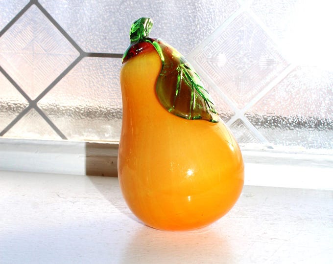 Vintage Murano Style Glass Fruit Pear Handblown