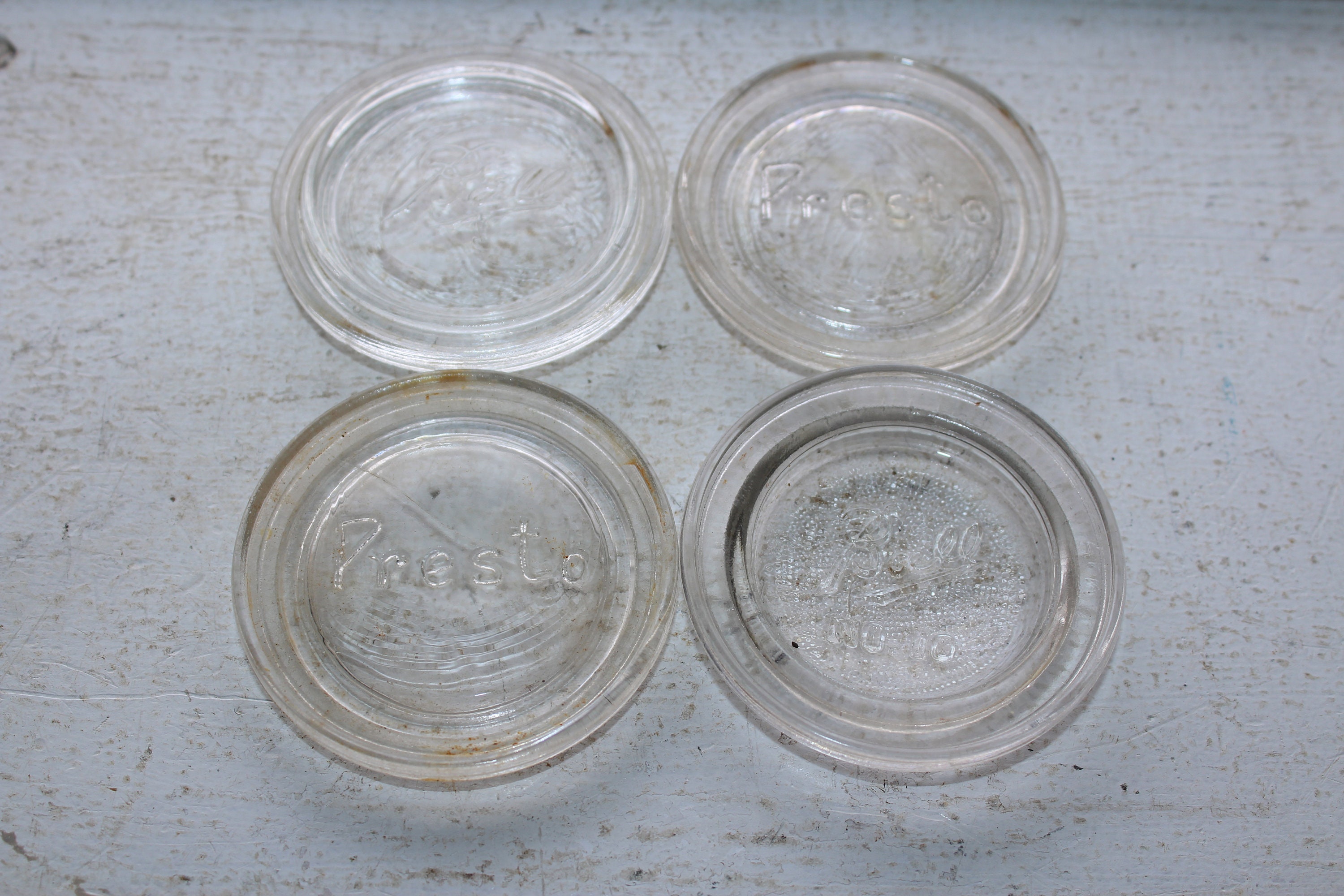 4 Mason Jar Lid Inserts Clear Glass Ball and Presto