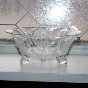 Vintage Heisey Orchid Etched Glass Footed Bowl