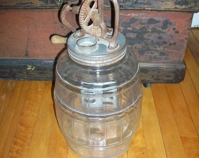 Vintage Glass Butter Churn Large Jar Etsy