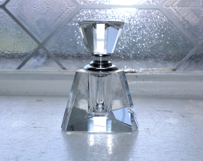 Vintage Faceted Crystal Perfume Bottle Oleg Cassini