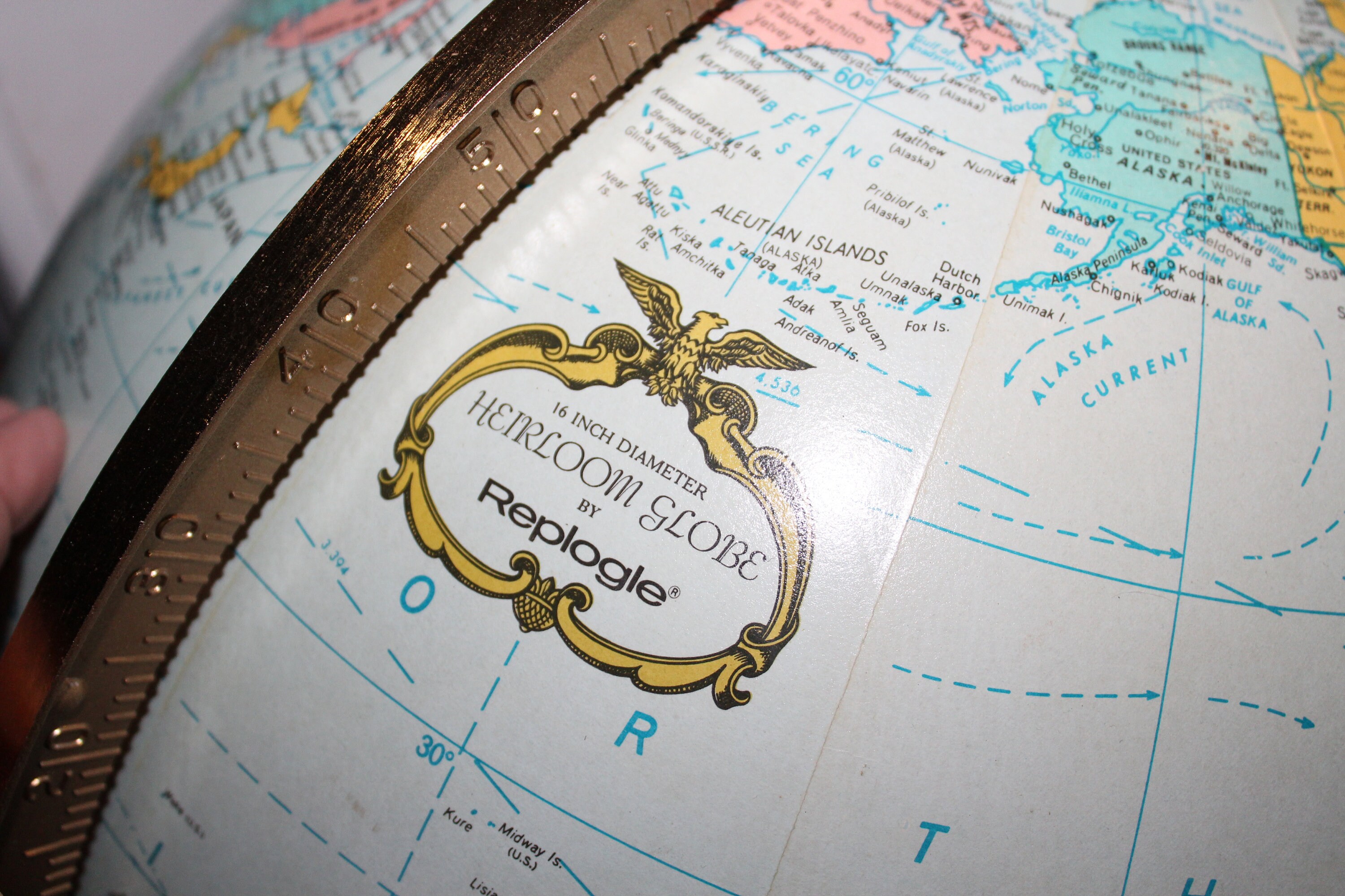 Vintage Mid Century Illuminated Standing World Globe Replogle Heirloom