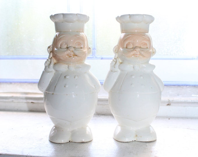 Large 5.5" Vintage Salt and Pepper Shakers Fat Chefs