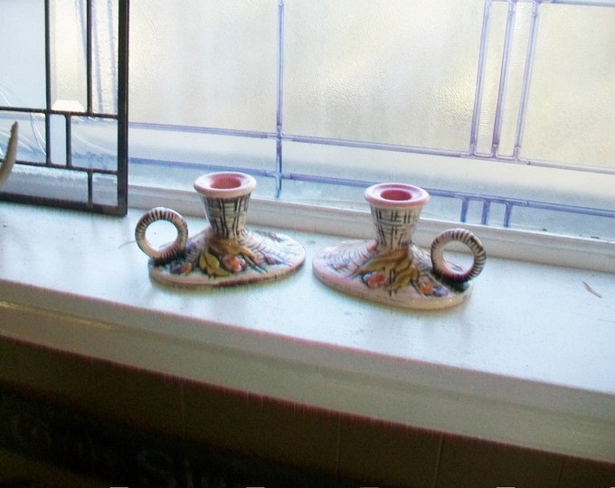 Hull Blossom Flite Candle Holders Pair Vintage 1950s T11