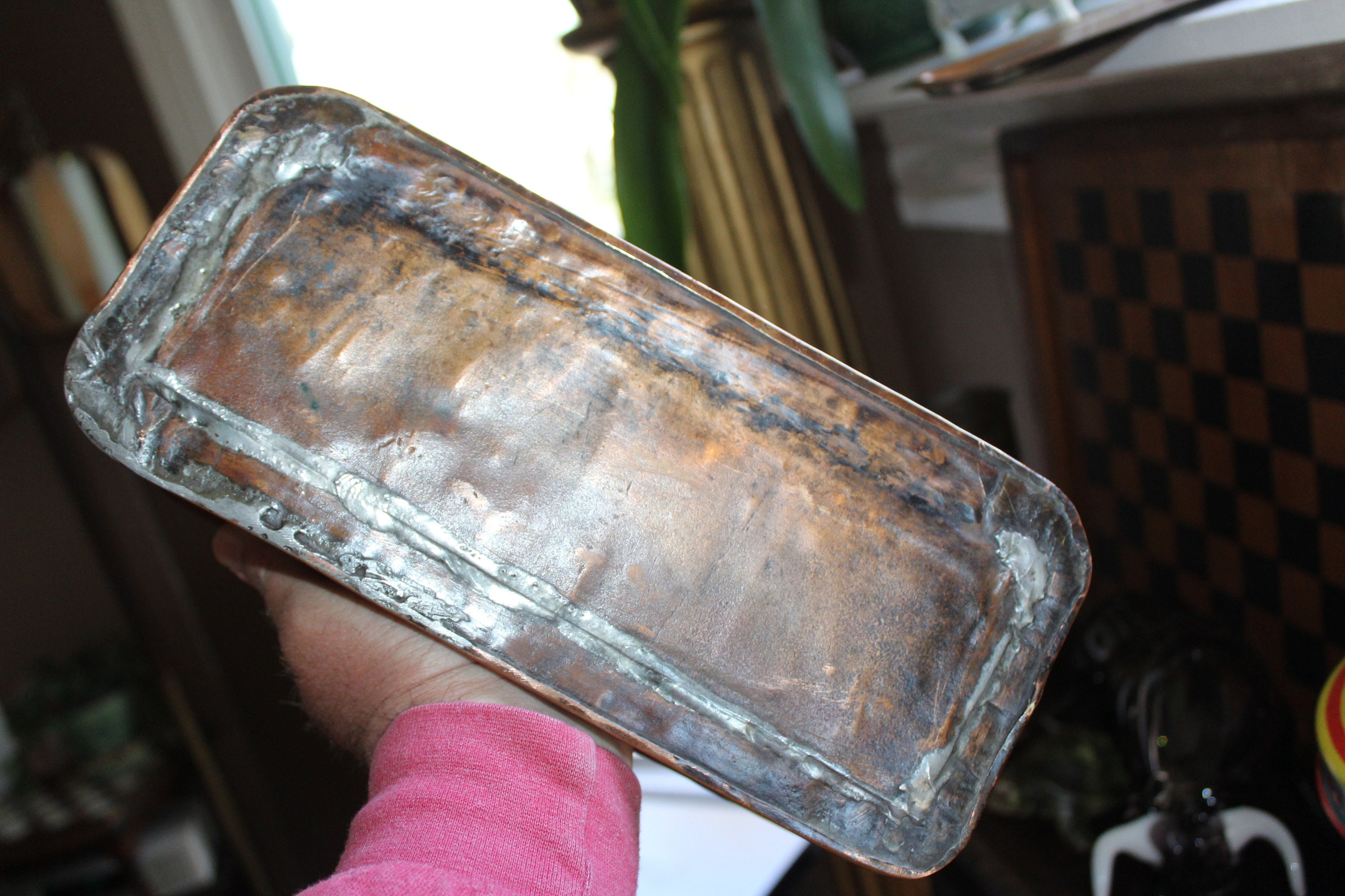 Antique Copper Fish Poacher Pan & Lid Early 1900s