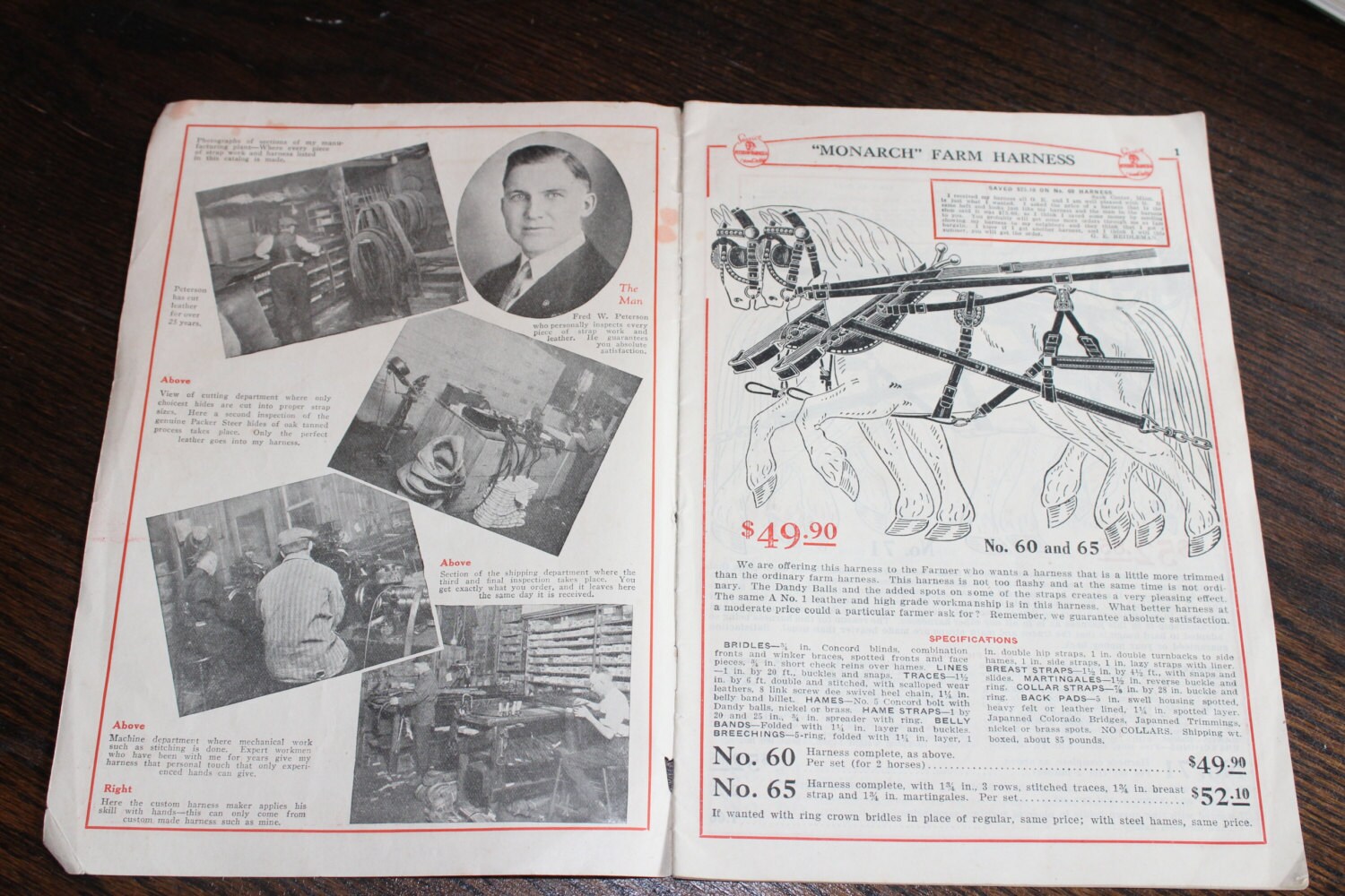 Vintage 1927 Horse Harness Catalog Fred W Peterson Harness Company