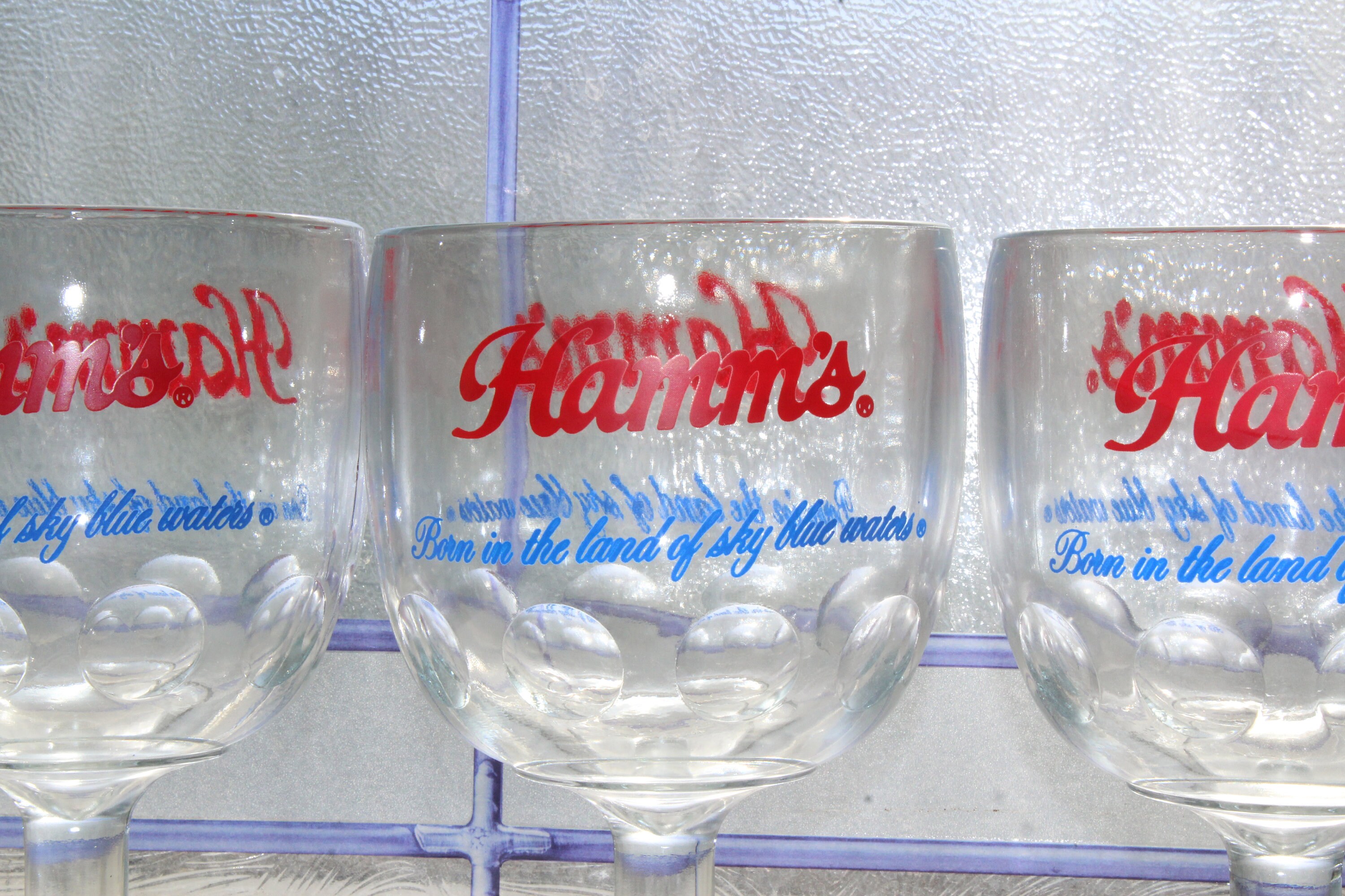 4 Vintage Hamm's Beer Glass Goblets