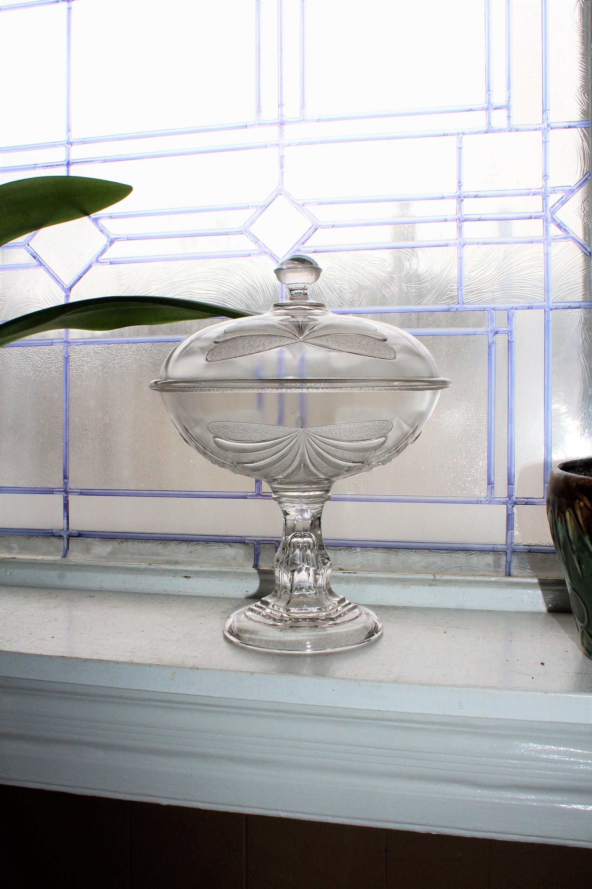 Antique Glass Compote with Lid EAPG