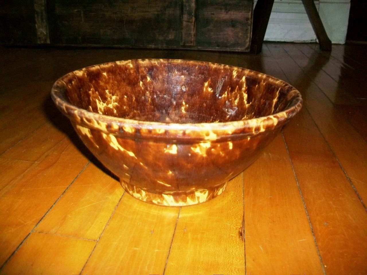 Antique Rockingham Mixing Bowl Brown Stoneware 1800s