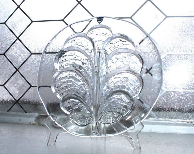 Orrefors Crystal Eden Cheese Plate by Lars Hellsten Vintage 1970s