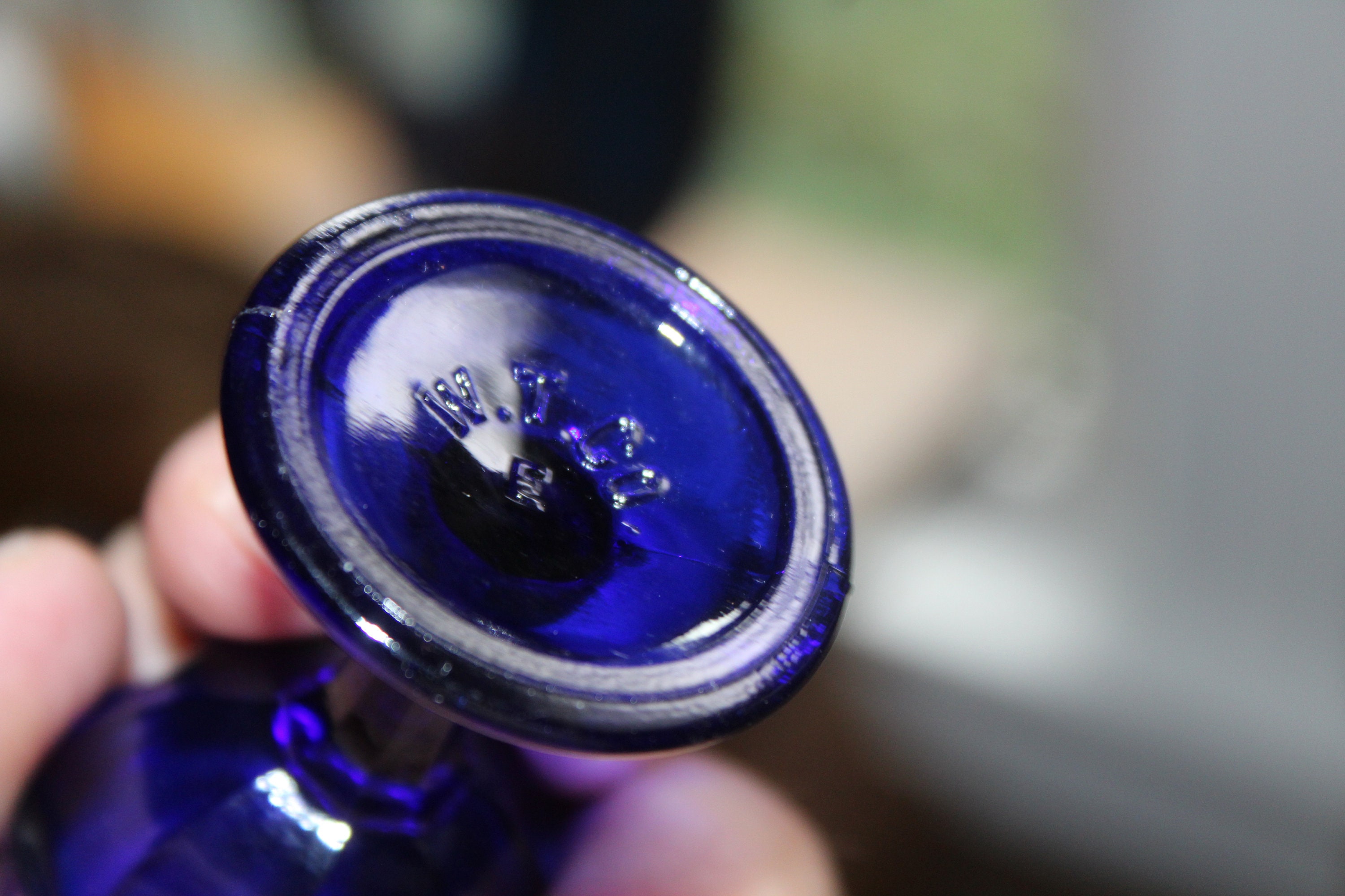 Antique Cobalt Blue Glass Eye Cup Eye Wash Whitall Tatum Co