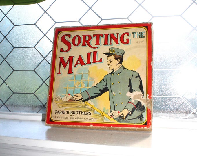 Rare Antique 1908 Board Game Sorting The Mail Parker Brothers
