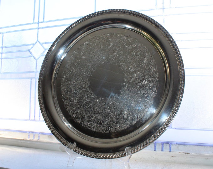 Large Silverplate Round Tray by Wm Rogers 272