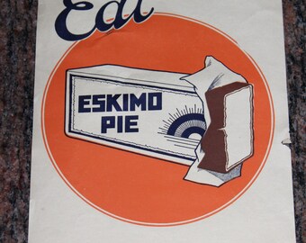 Vintage 1920s Eskimo Pie Paper Sign Ice Cream Sign - Etsy