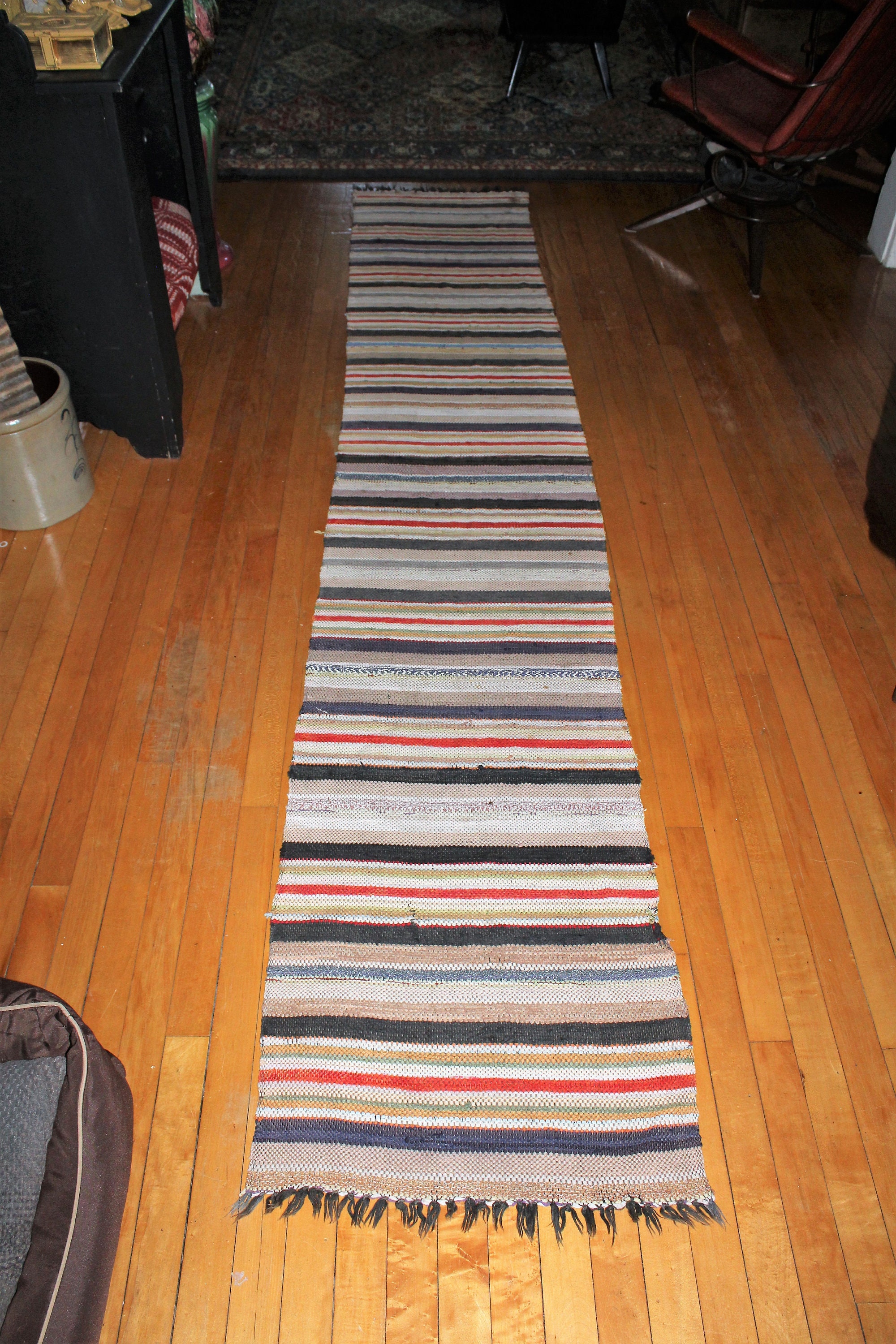 Vintage Farmhouse Hallway Runner Rag Rug 9.5 Feet Rural Minnesota