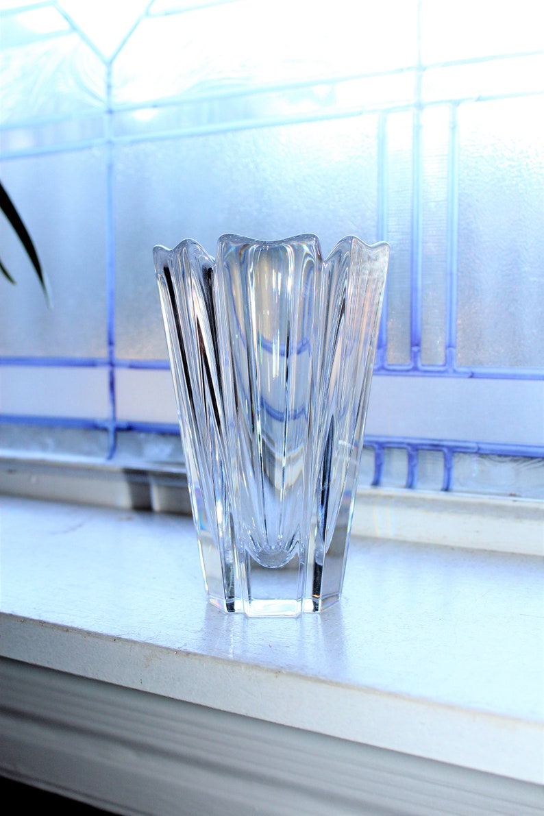 Orrefors Crystal Corona Vase Vintage Glass Etsy