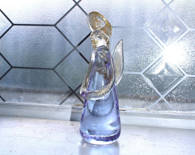 Vintage Murano Glass Angel Figurine Lilac Purple