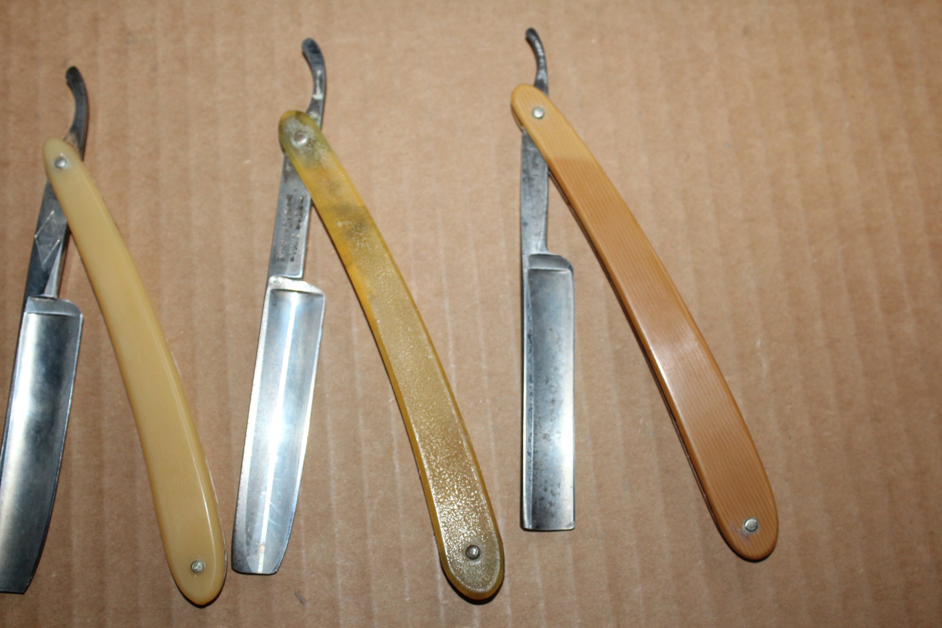 Antique Straight Razor Storage Box Carrying Case Caddy with 4 Razors