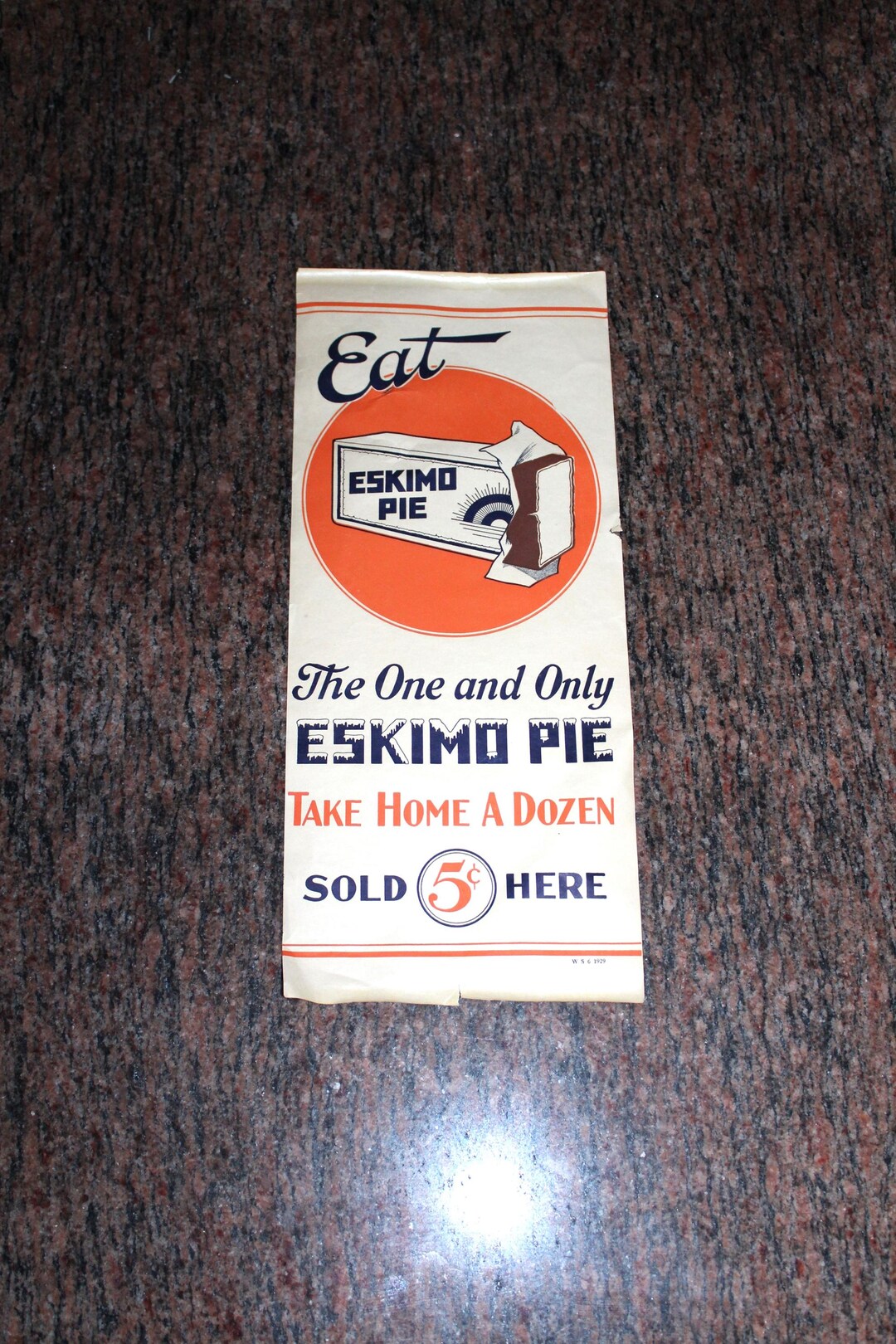 Vintage 1920s Eskimo Pie Paper Sign Ice Cream Sign - Etsy
