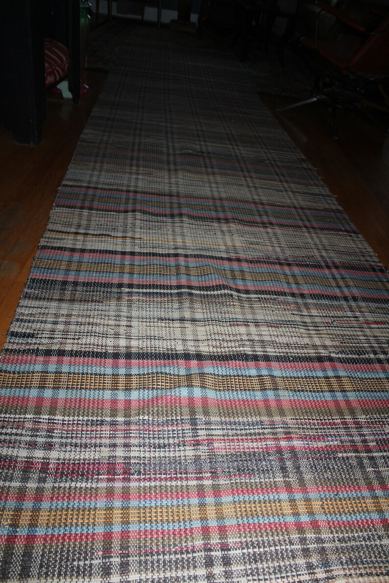 Vintage Farmhouse Hallway Runner Rag Rug 14.5 Feet Rural Etsy