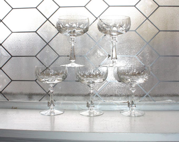 5 Vintage Gorham Crystal Tivoli Champagne Coupes