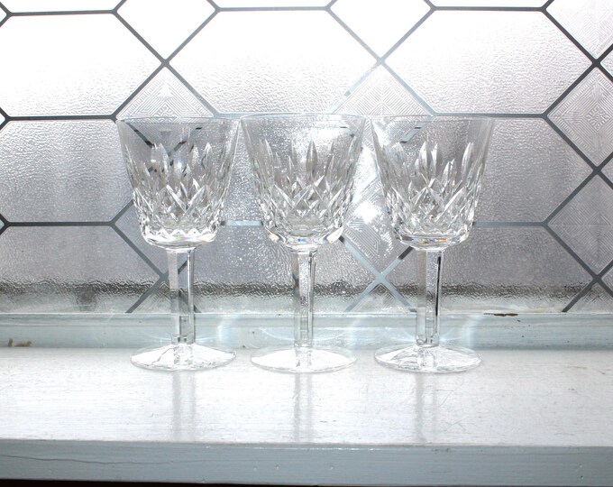 3 Waterford Crystal Lismore Claret Wine Glasses