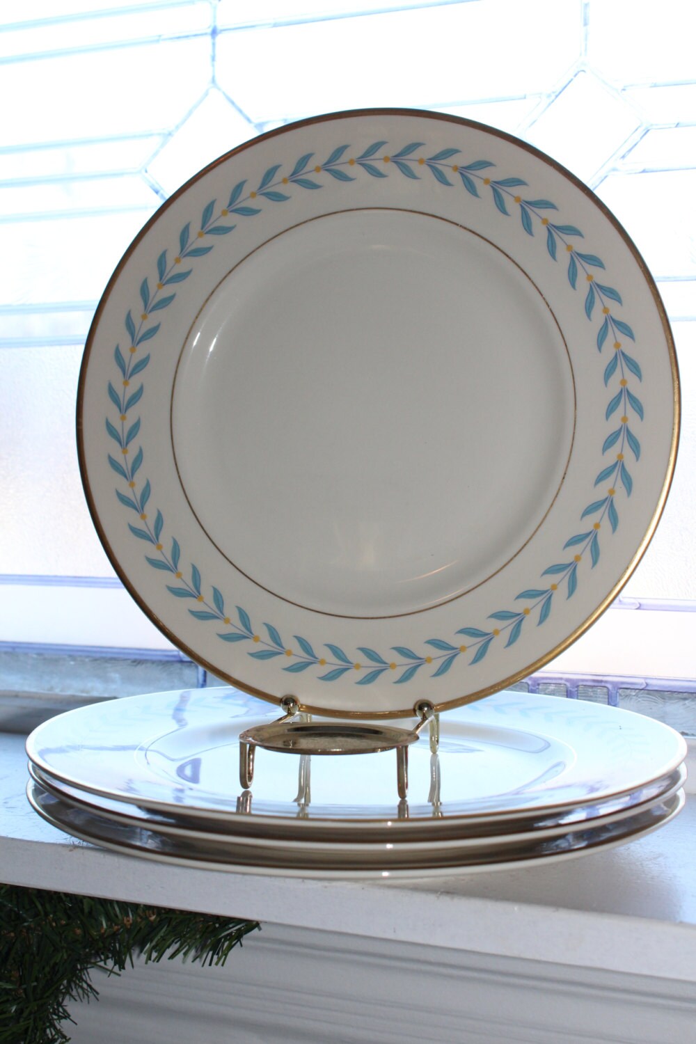 4 Syracuse China Old Ivory Sherwood Dinner Plates Vintage 1950s