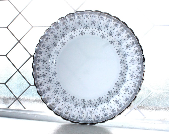 Spode Fleur de Lys Gray Dinner Plate Vintage 1960s Dinnerware