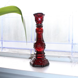Ruby Red Avon Cape Cod Candlestick Fostoria Unused with Box